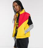 Reclaimed Vintage Inspired Puffer Vest In Color Block-yellow