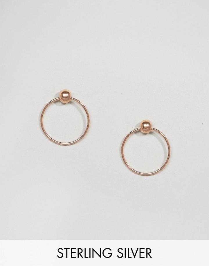 Asos Rose Gold Plated Sterling Silver Stud Circle Earrings - Copper