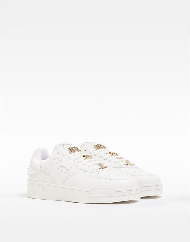 Bershka Sneakers With Embellished Details In White