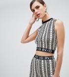 River Island Crop Top In Abstract Animal Print - Cream