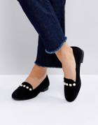 New Look Pearl Detail Loafer - Black