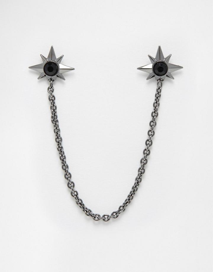 Asos Spike Studded Collar Tips In Gunmetal - Black
