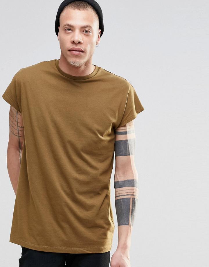 Asos Oversized Sleeveless T-shirt In Brown - Fawn