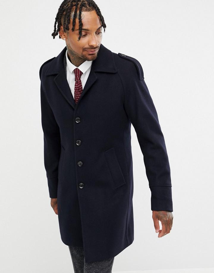 Gianni Feraud Premium Wool Blend Raglan Trench-navy