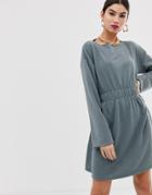 Asos Design Smock Sweat Dress-blue