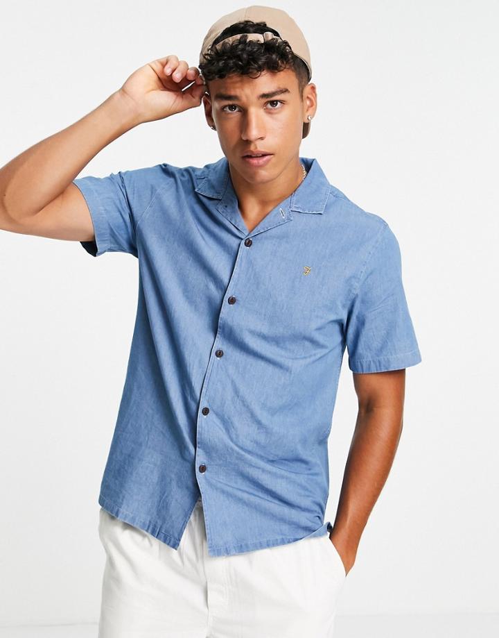 Farah Joplin Short Sleeve Revere Shirt-blues