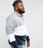 Asos Plus Oversized Rugby Sweatshirt With Color Blocking - Gray