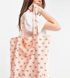 Reclaimed Vintage Inspired Canvas Tote Bag In All Over Pink Monogram