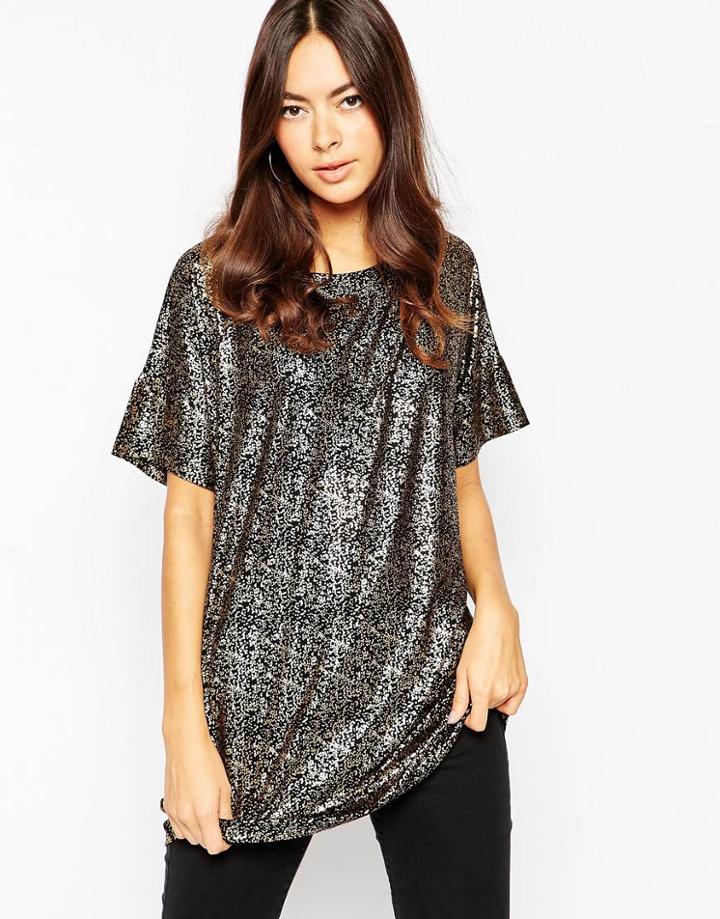 Minimum Shimmer Boyfriend T-shirt - 999 Black