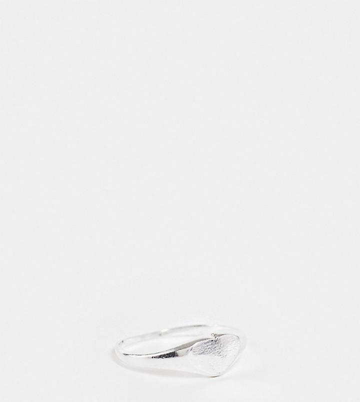 Kingsley Ryan Small Heart Signet Ring In Sterling Silver