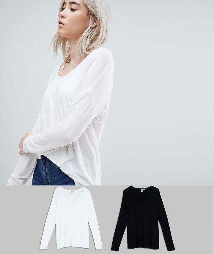 Asos Design Top With Batwing Long Sleeve 2 Pack - Multi