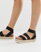 Steve Madden Kimmie Black Espadrille Flatform Sandals - Black