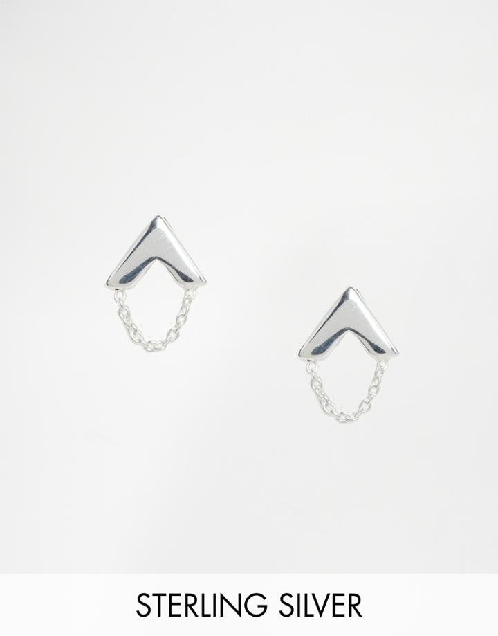 Asos Sterling Silver Arrow Chain Earrings - Silver