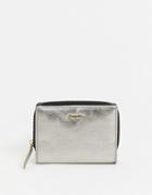 Paul Costelloe Small Leather Zip Around Wallet In Gunmetal-silver