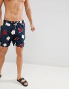 Farah Swanson Floral Swim Shorts In Navy - Navy
