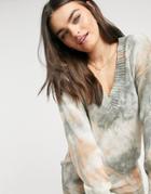 Skylar Rose Relaxed V-neck Knitted Sweater In Tie-dye-multi