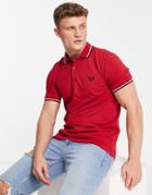Fred Perry Twin Tipped Polo In Red