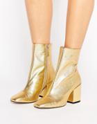 Mango Gold Leather Boot - Gold
