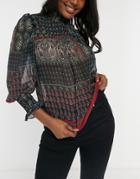 Topshop Paisley Shirred Puff-sleeve Blouse In Multi