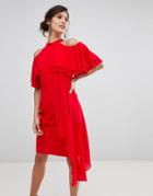 Coast Inez Ruffle Layered Dress - Red