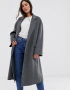 French Connection Belted Wrap Coat-gray