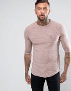 Religion 3/4 Sleeve Top In Mixed Jersey - Pink