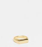 Asos Design Signet Ring With Angled Edge In 14k Gold Plate