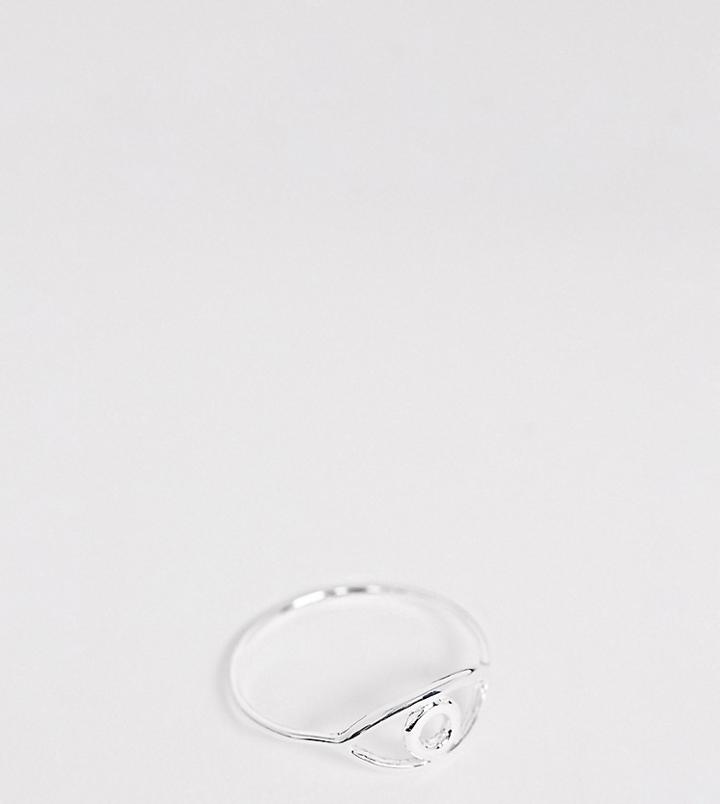 Asos Design Sterling Silver Ring In Open Eye Design - Silver