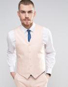 Gianni Feraud Wedding 55% Linen Slim Fit Vest - Pink
