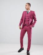 Asos Design Skinny Suit Pants In Berry Pink - Red