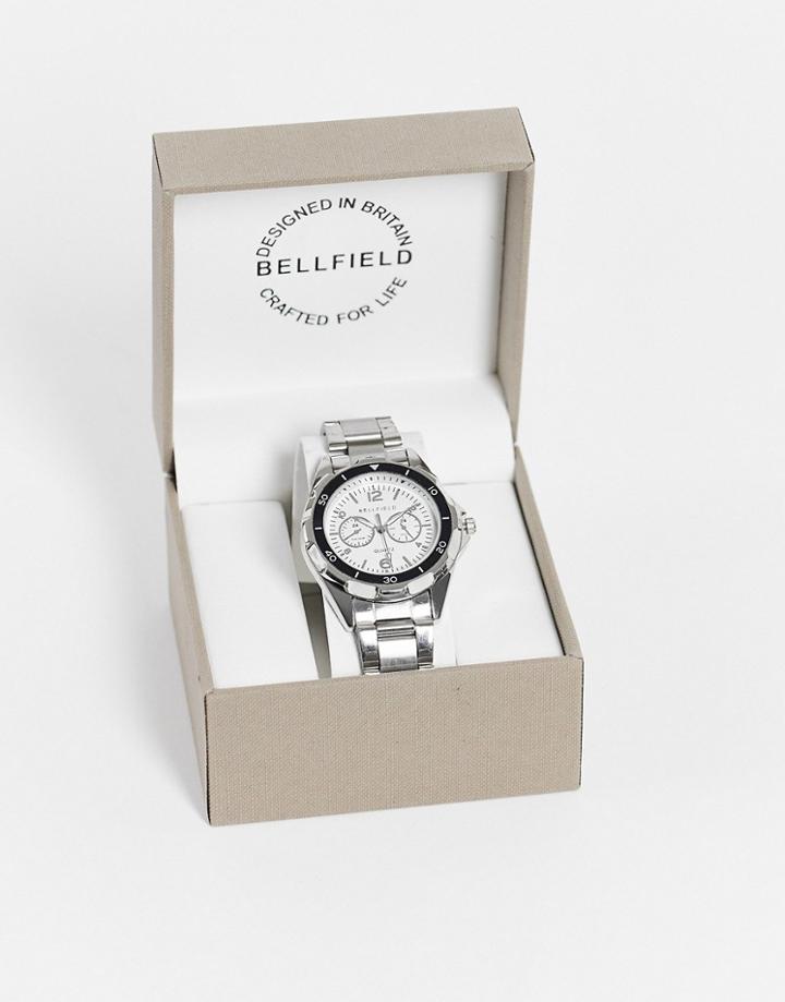 Bellfield Mens Silver Tone Bracelet Watch With White Dial