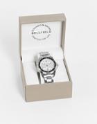 Bellfield Mens Silver Tone Bracelet Watch With White Dial