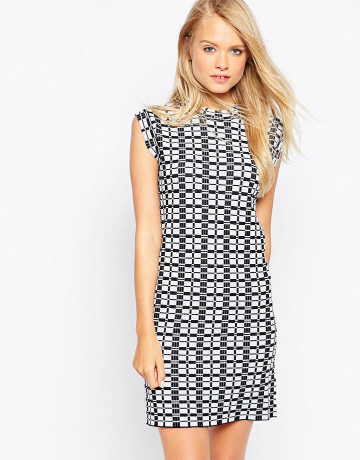 Asos Mini Dress In Mono Geo Pattern - Mono
