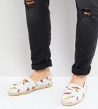 Asos Wide Fit Espadrilles In White With Hot Chilli Print - White
