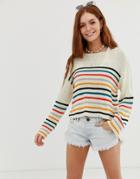 Rip Curl Golden Haze Knit Beach Sweater In Stripe-white