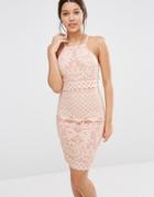 Missguided Lace Strappy Double Layer Dress - Pink