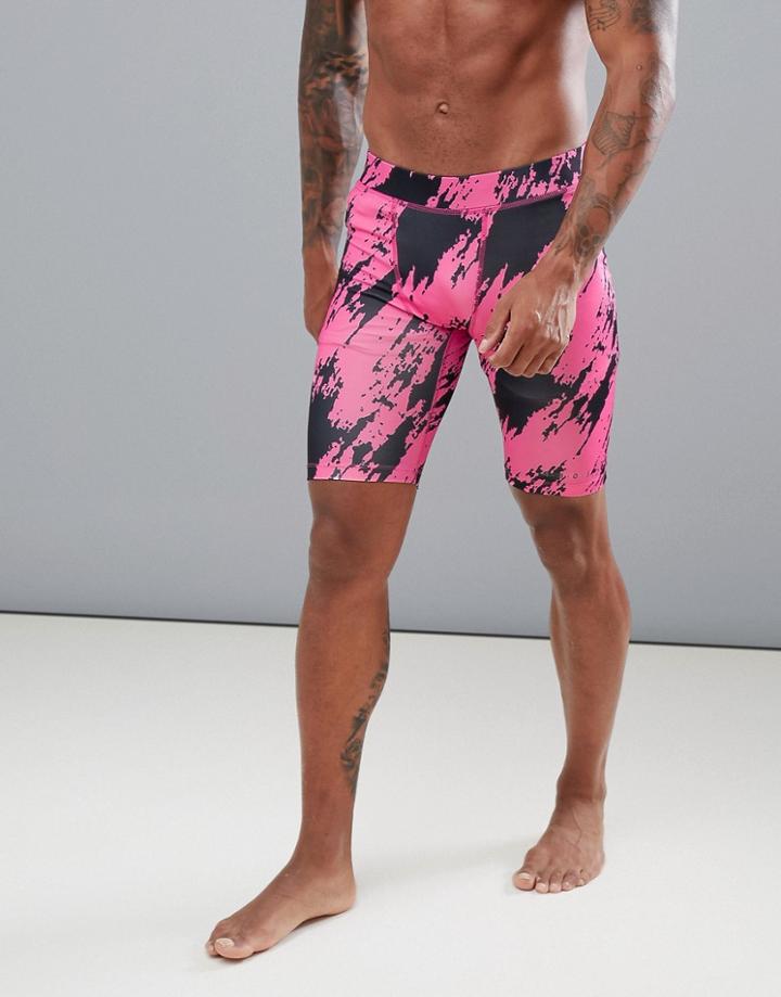 Asos 4505 Running Tights In Short Length With 90s Print - Pink