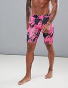 Asos 4505 Running Tights In Short Length With 90s Print - Pink