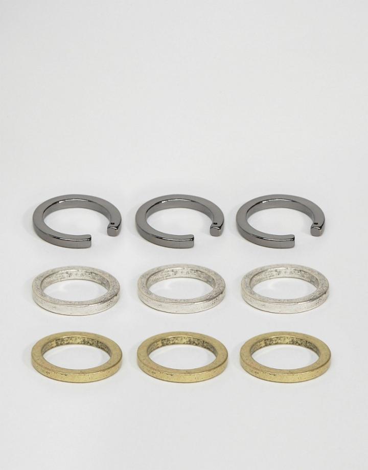 Asos Geometric Cut Away Ring Pack - Multi