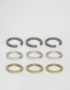 Asos Geometric Cut Away Ring Pack - Multi