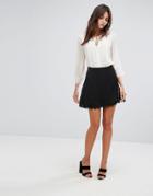 Vila Lace Trim Mini Skirt - Black