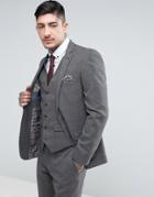 Harry Brown Slim Fit Gray Checked Suit Jacket - Gray