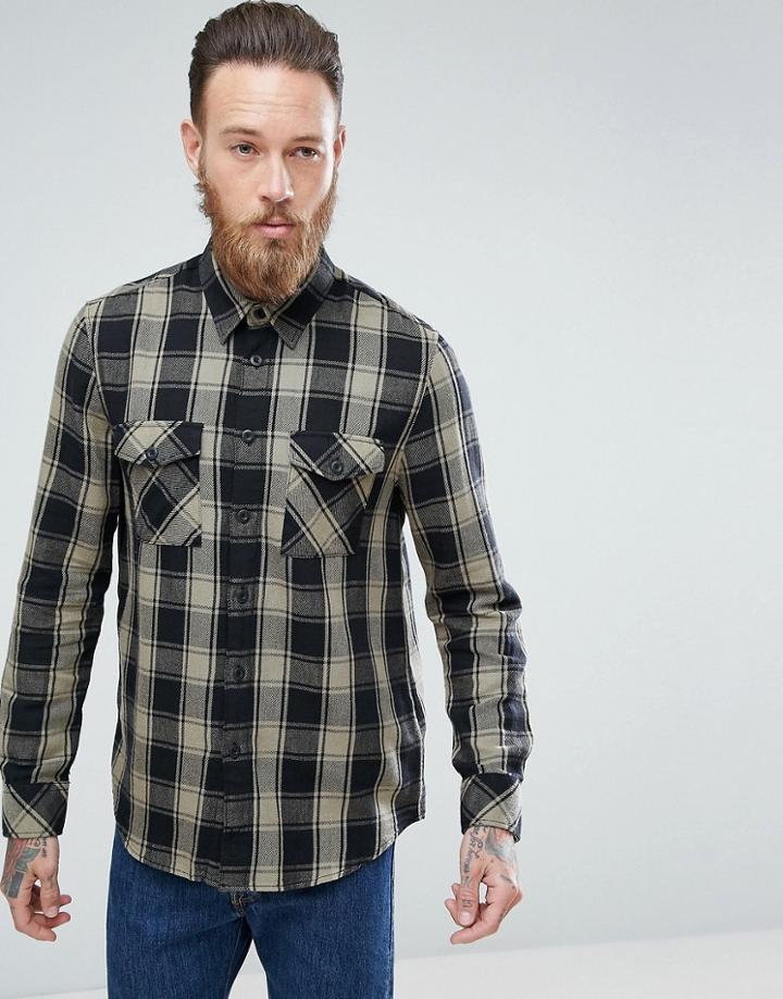 Nudie Jeans Co Sten Regular Fit Block Check Shirt - Green