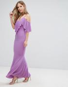 City Goddess Maxi Dress With Frill Overlay - Purple