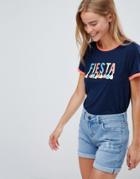 Sugar Dust Fiesta Tassle T Shirt - Navy