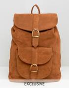 Reclaimed Vintage Suede Leather Backpack - Tan