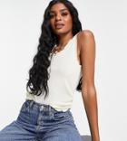 Pieces Tall Lettuce Edge Tank In Cream-white