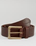 Asos Leather Belt With Emboss - Brown