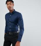 Asos Design Tall Slim Fit Oxford Shirt In Navy - Navy