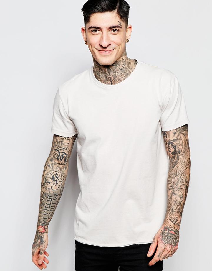 Brooklyn Supply Co T-shirt Raw Edge Distressed In Stone - Stone